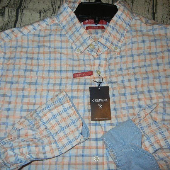 Cremieux Orange Blue Plaid Button Down - XXL